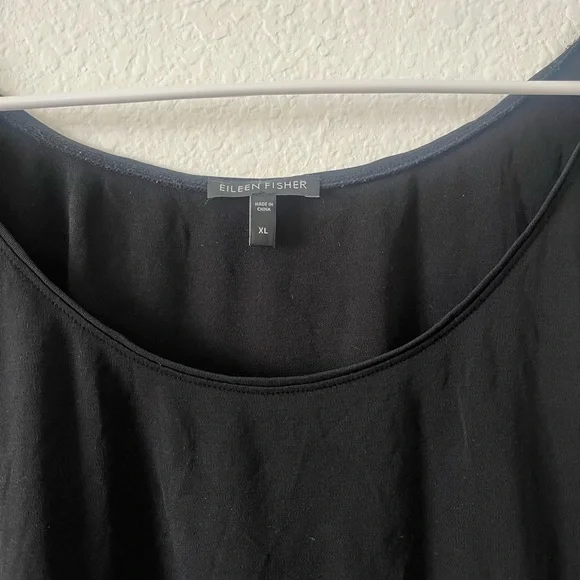 EILEEN FISHER Womens Black Silk 100%Casual Minimalist Comfort Top XL - Picture 2 of 4